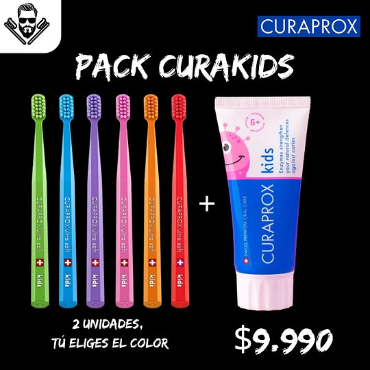 Pack Curakids 2 cepillos + pasta Curaprox kids